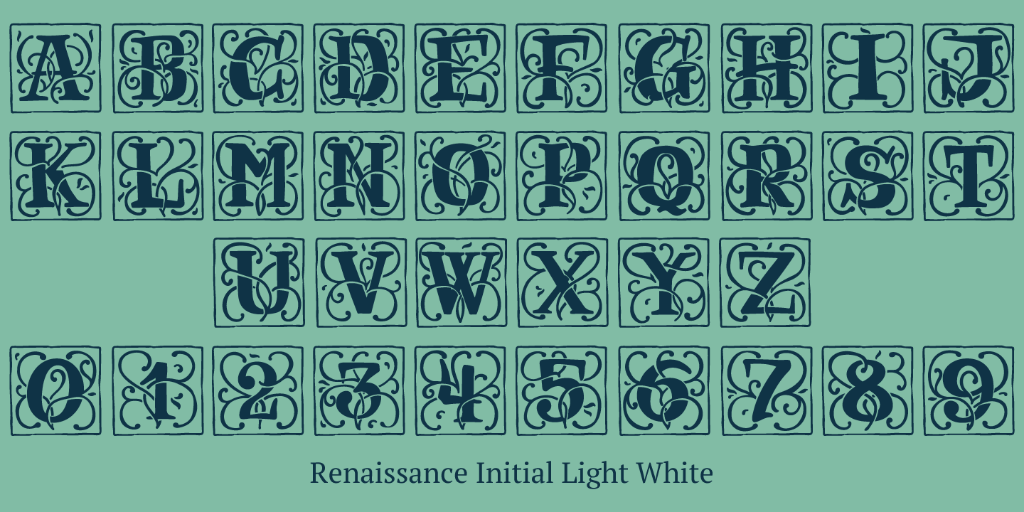 Ejemplo de fuente Renaissance Initial Light White